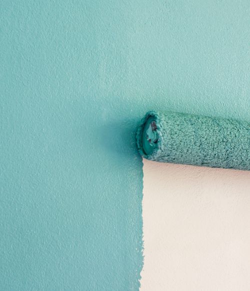 repainting a bedroom with a roller